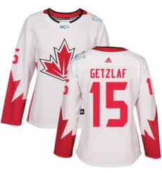 Women's Adidas Team Canada #15 Ryan Getzlaf Authentic White Home 2016 World Cup Hockey Jersey