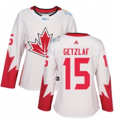 Women's Adidas Team Canada #15 Ryan Getzlaf Premier White Home 2016 World Cup Hockey Jersey Women's Adidas Team Canada #15 Ryan Getzlaf Premier White Home 2016 World Cup Hockey Jersey