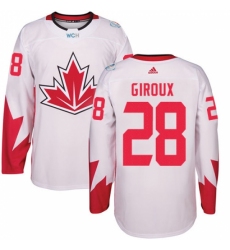 Men's Adidas Team Canada #28 Claude Giroux Authentic White Home 2016 World Cup Ice Hockey Jersey