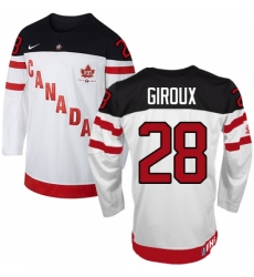 Men's Nike Team Canada #28 Claude Giroux Authentic White 100th Anniversary Olympic Hockey Jersey