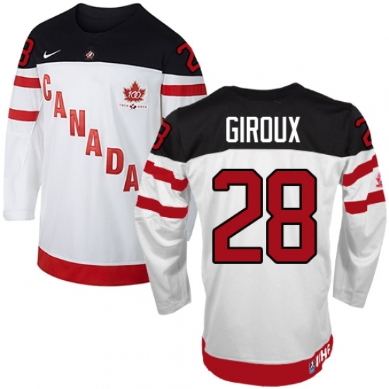 Men's Nike Team Canada #28 Claude Giroux Authentic White 100th Anniversary Olympic Hockey Jersey Men's Nike Team Canada #28 Claude Giroux Authentic White 100th Anniversary Olympic Hockey Jersey