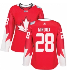 Women's Adidas Team Canada #28 Claude Giroux Authentic Red Away 2016 World Cup Hockey Jersey Women's Adidas Team Canada #28 Claude Giroux Authentic Red Away 2016 World Cup Hockey Jersey