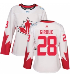 Women's Adidas Team Canada #28 Claude Giroux Authentic White Home 2016 World Cup Hockey Jersey