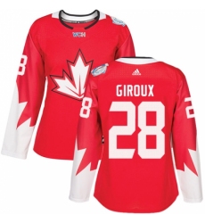Women's Adidas Team Canada #28 Claude Giroux Premier Red Away 2016 World Cup Hockey Jersey