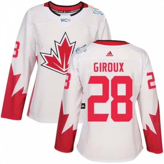 Women's Adidas Team Canada #28 Claude Giroux Premier White Home 2016 World Cup Hockey Jersey Women's Adidas Team Canada #28 Claude Giroux Premier White Home 2016 World Cup Hockey Jersey