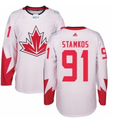 Men's Adidas Team Canada #91 Steven Stamkos Authentic White Home 2016 World Cup Ice Hockey Jersey
