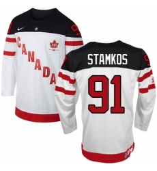 Men's Nike Team Canada #91 Steven Stamkos Authentic White 100th Anniversary Olympic Hockey Jersey Men's Nike Team Canada #91 Steven Stamkos Authentic White 100th Anniversary Olympic Hockey Jersey
