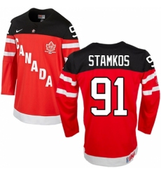 Men's Nike Team Canada #91 Steven Stamkos Premier Red 100th Anniversary Olympic Hockey Jersey
