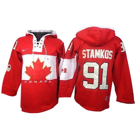 Men's Nike Team Canada #91 Steven Stamkos Premier Red Sawyer Hooded Sweatshirt Hockey Jersey Men's Nike Team Canada #91 Steven Stamkos Premier Red Sawyer Hooded Sweatshirt Hockey Jersey