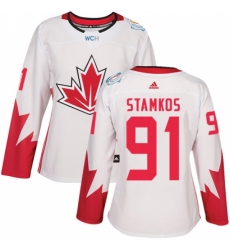 Women's Adidas Team Canada #91 Steven Stamkos Premier White Home 2016 World Cup Hockey Jersey