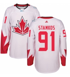 Youth Adidas Team Canada #91 Steven Stamkos Authentic White Home 2016 World Cup Ice Hockey Jersey
