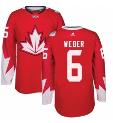 Men's Adidas Team Canada #6 Shea Weber Authentic Red Away 2016 World Cup Ice Hockey Jersey Men's Adidas Team Canada #6 Shea Weber Authentic Red Away 2016 World Cup Ice Hockey Jersey