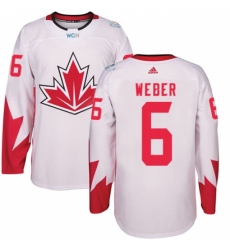 Men's Adidas Team Canada #6 Shea Weber Authentic White Home 2016 World Cup Ice Hockey Jersey