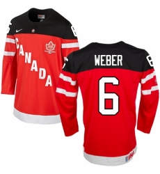 Men's Nike Team Canada #6 Shea Weber Premier Red 100th Anniversary Olympic Hockey Jersey