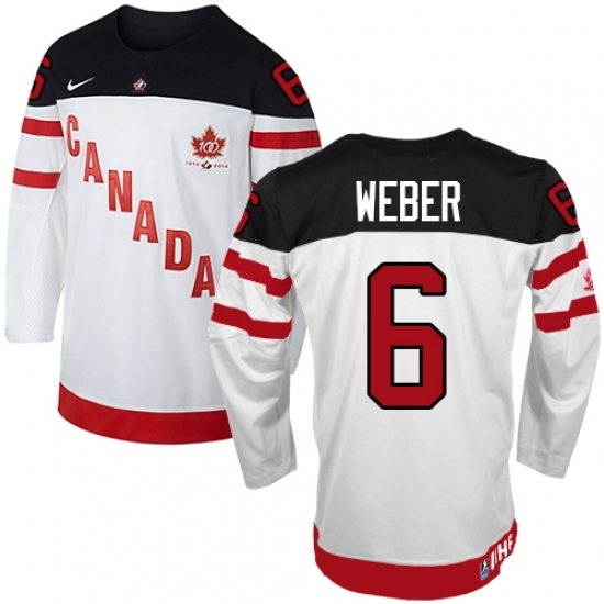 Men's Nike Team Canada #6 Shea Weber Premier White 100th Anniversary Olympic Hockey Jersey Men's Nike Team Canada #6 Shea Weber Premier White 100th Anniversary Olympic Hockey Jersey