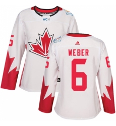 Women's Adidas Team Canada #6 Shea Weber Authentic White Home 2016 World Cup Hockey Jersey