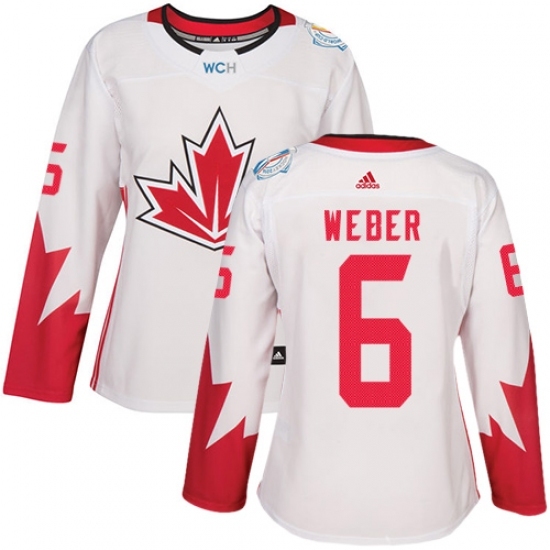Women's Adidas Team Canada #6 Shea Weber Authentic White Home 2016 World Cup Hockey Jersey Women's Adidas Team Canada #6 Shea Weber Authentic White Home 2016 World Cup Hockey Jersey