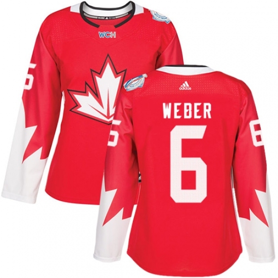Women's Adidas Team Canada #6 Shea Weber Premier Red Away 2016 World Cup Hockey Jersey Women's Adidas Team Canada #6 Shea Weber Premier Red Away 2016 World Cup Hockey Jersey
