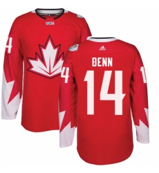 Men's Adidas Team Canada #14 Jamie Benn Authentic Red Away 2016 World Cup Ice Hockey Jersey
