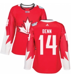 Women's Adidas Team Canada #14 Jamie Benn Authentic Red Away 2016 World Cup Hockey Jersey