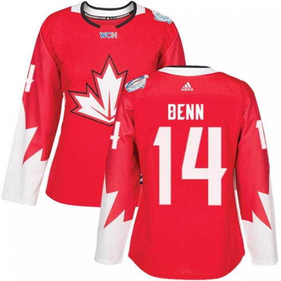 Women's Adidas Team Canada #14 Jamie Benn Authentic Red Away 2016 World Cup Hockey Jersey Women's Adidas Team Canada #14 Jamie Benn Authentic Red Away 2016 World Cup Hockey Jersey