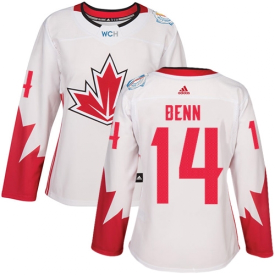 Women's Adidas Team Canada #14 Jamie Benn Premier White Home 2016 World Cup Hockey Jersey Women's Adidas Team Canada #14 Jamie Benn Premier White Home 2016 World Cup Hockey Jersey