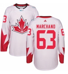 Men's Adidas Team Canada #63 Brad Marchand Authentic White Home 2016 World Cup Ice Hockey Jersey