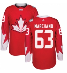 Men's Adidas Team Canada #63 Brad Marchand Premier Red Away 2016 World Cup Ice Hockey Jersey