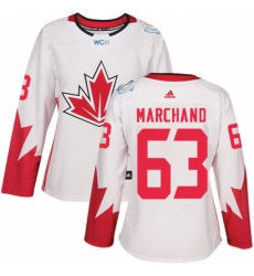 Women's Adidas Team Canada #63 Brad Marchand Authentic White Home 2016 World Cup Hockey Jersey