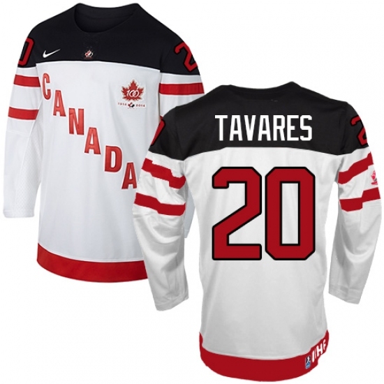 Men's Nike Team Canada #20 John Tavares Premier White 100th Anniversary Olympic Hockey Jersey Men's Nike Team Canada #20 John Tavares Premier White 100th Anniversary Olympic Hockey Jersey