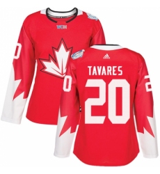 Women's Adidas Team Canada #20 John Tavares Authentic Red Away 2016 World Cup Hockey Jersey