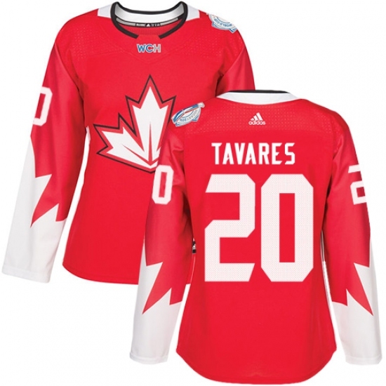 Women's Adidas Team Canada #20 John Tavares Authentic Red Away 2016 World Cup Hockey Jersey Women's Adidas Team Canada #20 John Tavares Authentic Red Away 2016 World Cup Hockey Jersey
