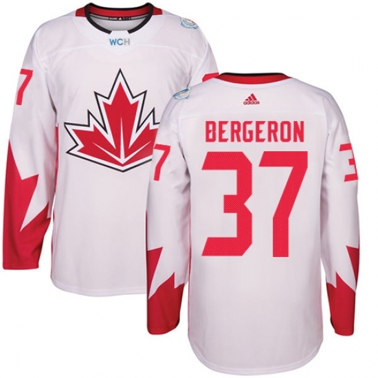 Youth Adidas Team Canada #37 Patrice Bergeron Premier White Home 2016 World Cup Ice Hockey Jersey Youth Adidas Team Canada #37 Patrice Bergeron Premier White Home 2016 World Cup Ice Hockey Jersey