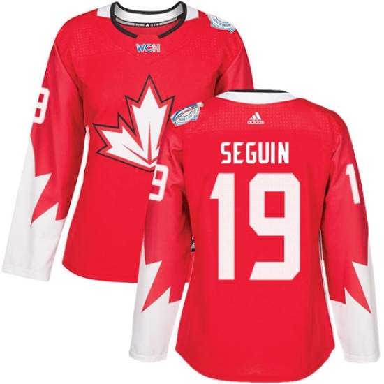 Women's Adidas Team Canada #19 Tyler Seguin Authentic Red Away 2016 World Cup Hockey Jersey Women's Adidas Team Canada #19 Tyler Seguin Authentic Red Away 2016 World Cup Hockey Jersey