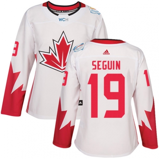 Women's Adidas Team Canada #19 Tyler Seguin Authentic White Home 2016 World Cup Hockey Jersey Women's Adidas Team Canada #19 Tyler Seguin Authentic White Home 2016 World Cup Hockey Jersey