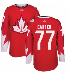 Men's Adidas Team Canada #77 Jeff Carter Authentic Red Away 2016 World Cup Ice Hockey Jersey