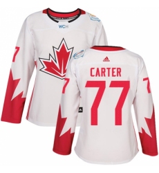 Women's Adidas Team Canada #77 Jeff Carter Authentic White Home 2016 World Cup Hockey Jersey