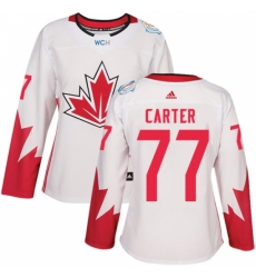 Women's Adidas Team Canada #77 Jeff Carter Authentic White Home 2016 World Cup Hockey Jersey Women's Adidas Team Canada #77 Jeff Carter Authentic White Home 2016 World Cup Hockey Jersey
