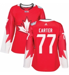 Women's Adidas Team Canada #77 Jeff Carter Premier Red Away 2016 World Cup Hockey Jersey Women's Adidas Team Canada #77 Jeff Carter Premier Red Away 2016 World Cup Hockey Jersey