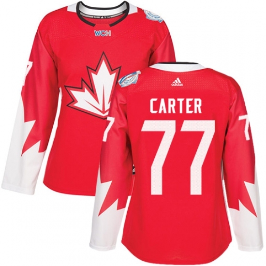 Women's Adidas Team Canada #77 Jeff Carter Premier Red Away 2016 World Cup Hockey Jersey Women's Adidas Team Canada #77 Jeff Carter Premier Red Away 2016 World Cup Hockey Jersey