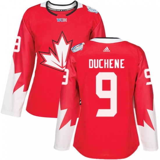 Women's Adidas Team Canada #9 Matt Duchene Authentic Red Away 2016 World Cup Hockey Jersey Women's Adidas Team Canada #9 Matt Duchene Authentic Red Away 2016 World Cup Hockey Jersey