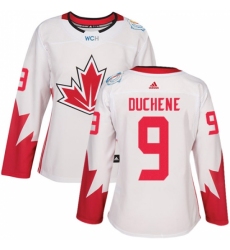 Women's Adidas Team Canada #9 Matt Duchene Authentic White Home 2016 World Cup Hockey Jersey