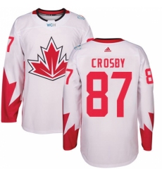 Men's Adidas Team Canada #87 Sidney Crosby Authentic White Home 2016 World Cup Ice Hockey Jersey