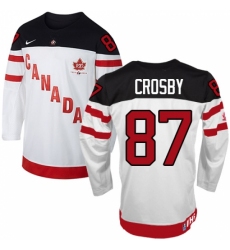 Men's Nike Team Canada #87 Sidney Crosby Premier White 100th Anniversary Olympic Hockey Jersey