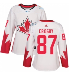 Women's Adidas Team Canada #87 Sidney Crosby Authentic White Home 2016 World Cup Hockey Jersey