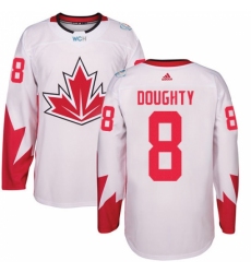 Men's Adidas Team Canada #8 Drew Doughty Authentic White Home 2016 World Cup Ice Hockey Jersey