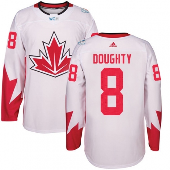 Men's Adidas Team Canada #8 Drew Doughty Authentic White Home 2016 World Cup Ice Hockey Jersey Men's Adidas Team Canada #8 Drew Doughty Authentic White Home 2016 World Cup Ice Hockey Jersey