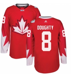 Men's Adidas Team Canada #8 Drew Doughty Premier Red Away 2016 World Cup Ice Hockey Jersey