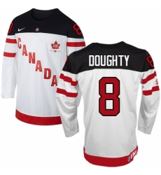 Men's Nike Team Canada #8 Drew Doughty Authentic White 100th Anniversary Olympic Hockey Jersey