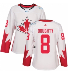 Women's Adidas Team Canada #8 Drew Doughty Authentic White Home 2016 World Cup Hockey Jersey